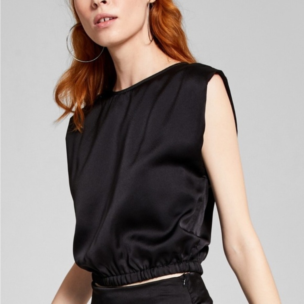 Pants Store Black Boxy Sleeveless Blouse